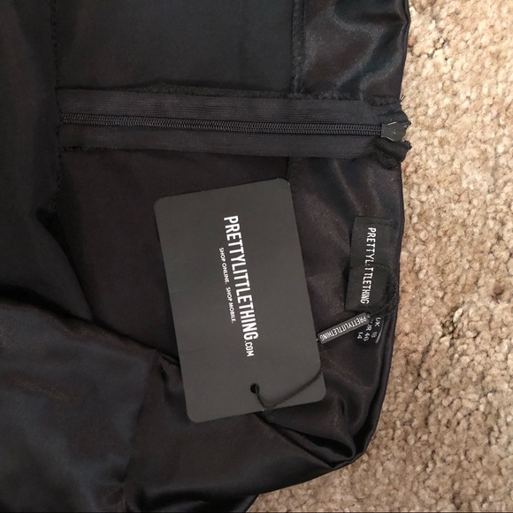 NWT Black Satin Strapless Wiggle Dress - Picture 3 of 5